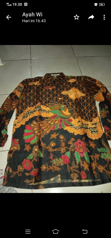 Cod - Dt Collection - Kemeja Batik Lengan Panjang Pria / Cowok Motif Merak Emas