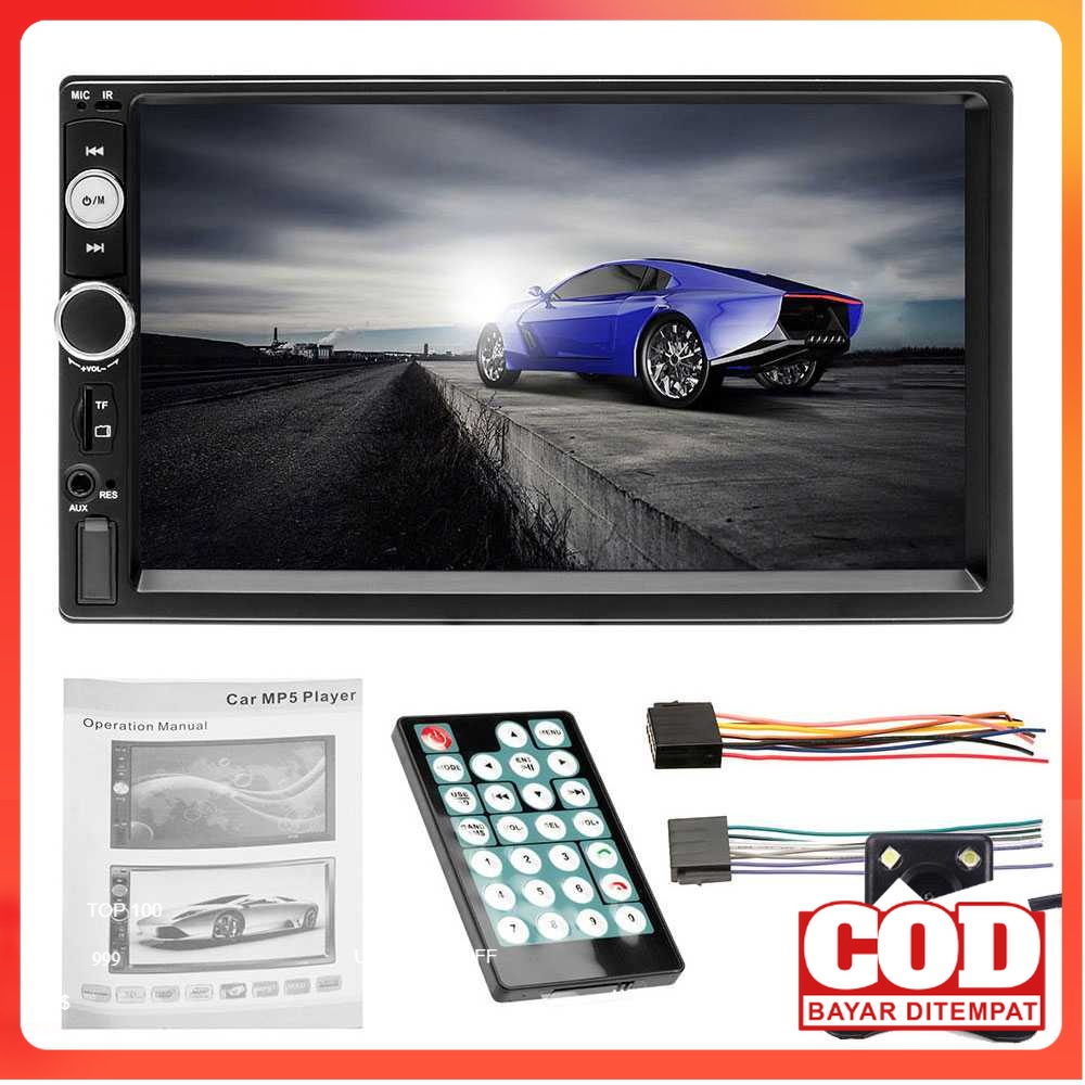 PODOFO Tape Double Din Audio Mobil MP5 Bluetooth + KAMERA MUNDUR/TIP 2DIN Layar