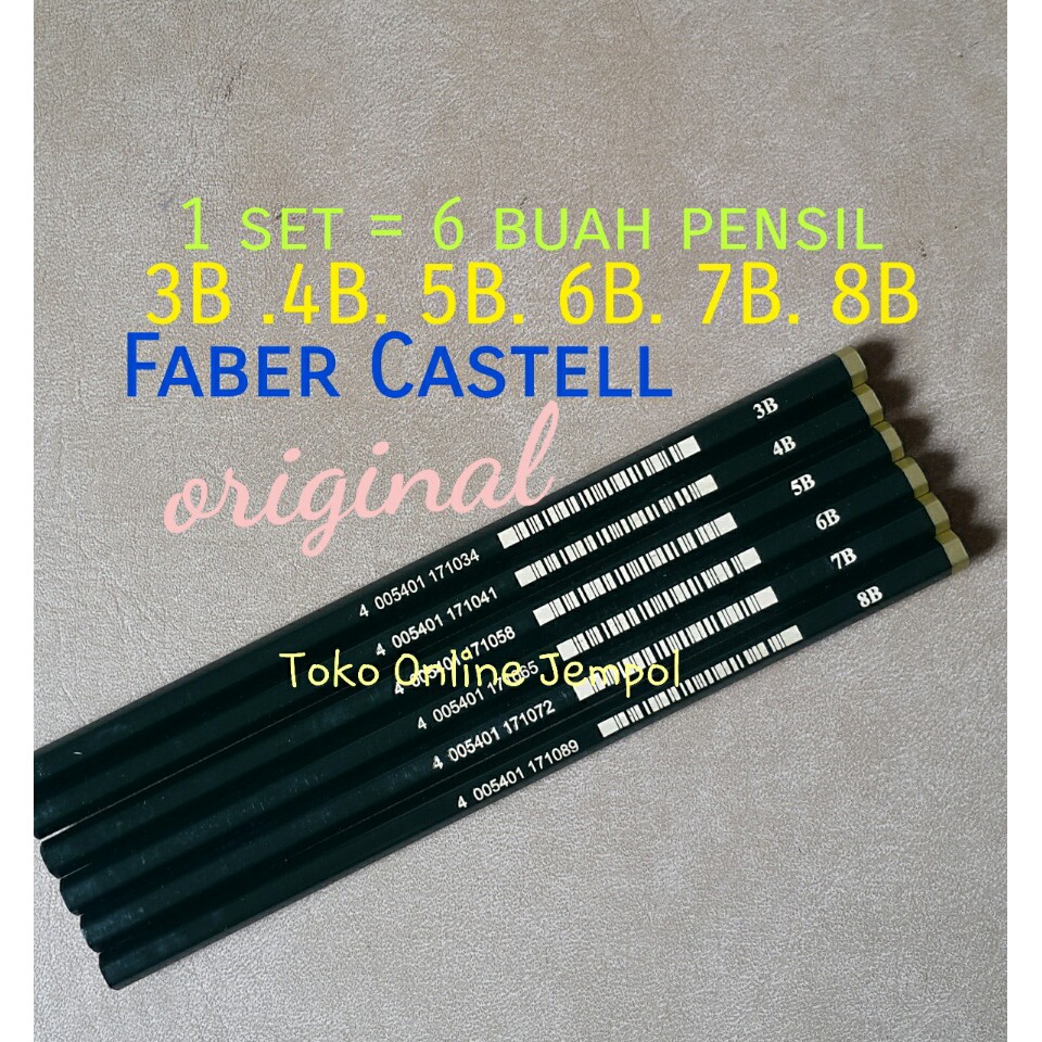 

Pensil Faber PAKET isi 6 Pro Pensil 8B 7B 6B 5B 4B 3B Sketsa Faber Castel sketch pencil favercastell ATK0235FC
