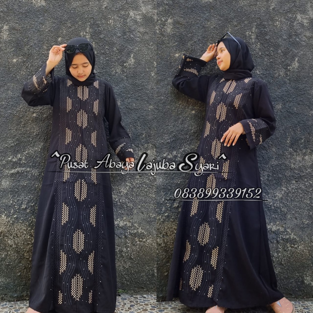 Abaya arab terbaru-gamis turki kekinian-fashion muslimah kekinian-jubah arab mewah-BORDIR best seller -dress hitam-abaya hitam-abaya polos-BORDIR ZIGAS(BR74)