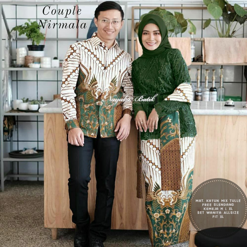 READY 4 WARNA Nayaka Batik - Batik Couple Nirmala Slendang Parang Ijo Tille Memutar-IJO BOTOL