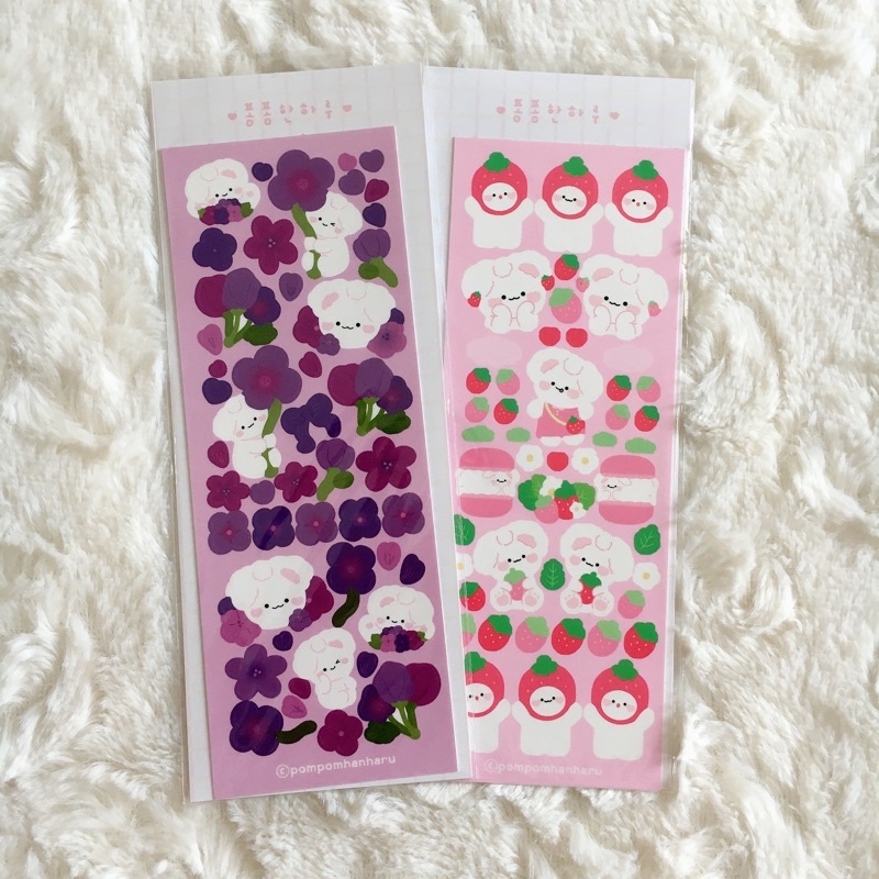 Pompomhanharu Stiker SET Korea polcos deco karakter hologram confetti pompomroom okiki thence melle