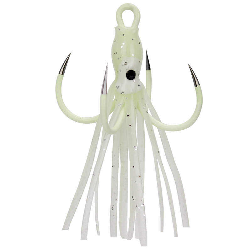 18# 3g Luminous Octopus Squid Hook Soft Lure with 4 Hooks