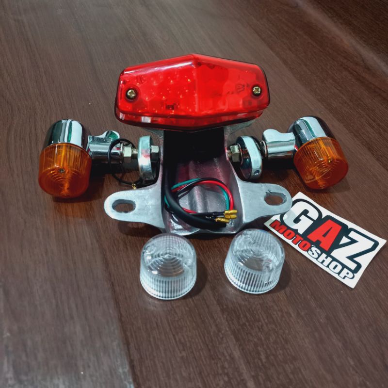 Stoplamp BSA LED diamond Plus Lampu Sein Reting Palu Set Pangkon V80 Lampu Stop belakang CB 100 125