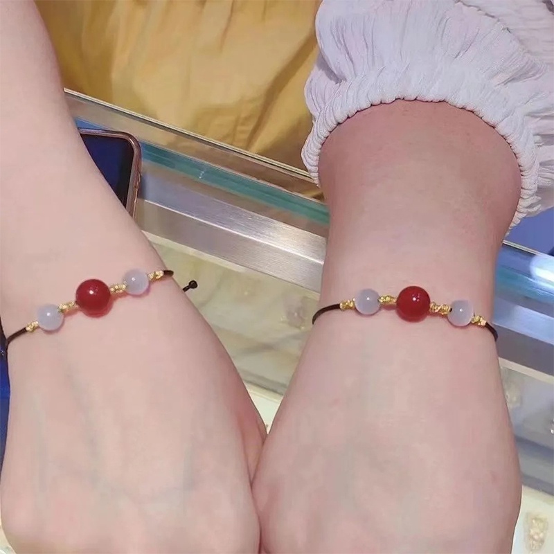 Gelang Tangan Manikmanik Batu Agate Merah Natural Untuk Pasanganpriawanita