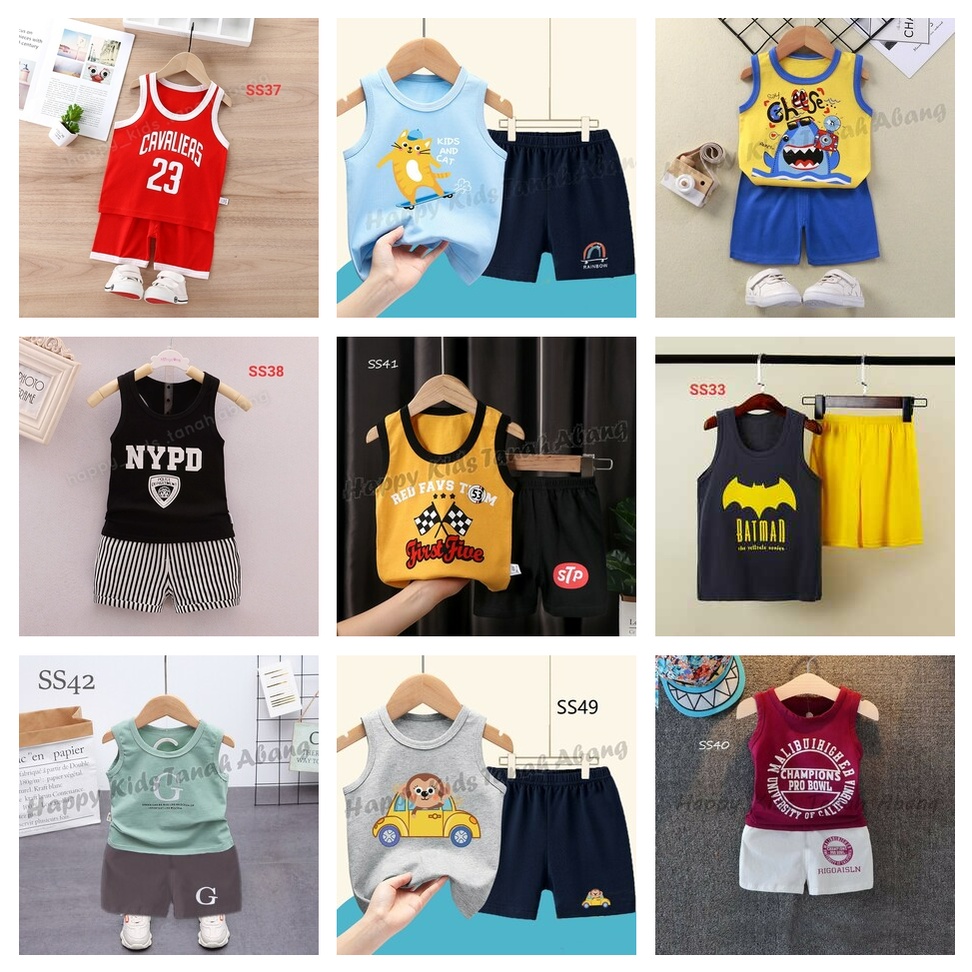 SETELAN SINGLET ANAK LAKI LAKI / SETELAN ANAK LAKI LAKI / SINGLET BAYI LAKI LAKI / PAKAIAN ANAK MURAH / SETELAN ANAK IMPORT / SETELAN BAYI LAKI LAKI / PAKAIAN BAYI LAKI LAKI