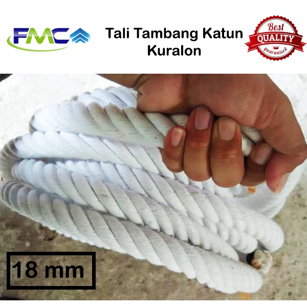 Tali Tambang Katun 18mm 20mm Bahan Kain Kuralon Guralon Rope Warna Putih Asli Import Tampar Pengikat Barang Dekorasi Kerajinan Gantungan Tarik Tambang Outbond Pengaman Safety