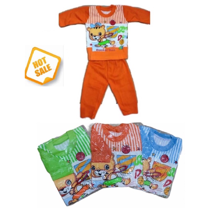 1 pc Setelan oblong panjang TC baju bayi / setelan anak gambar / setelan unisex / kaos lengan panjan