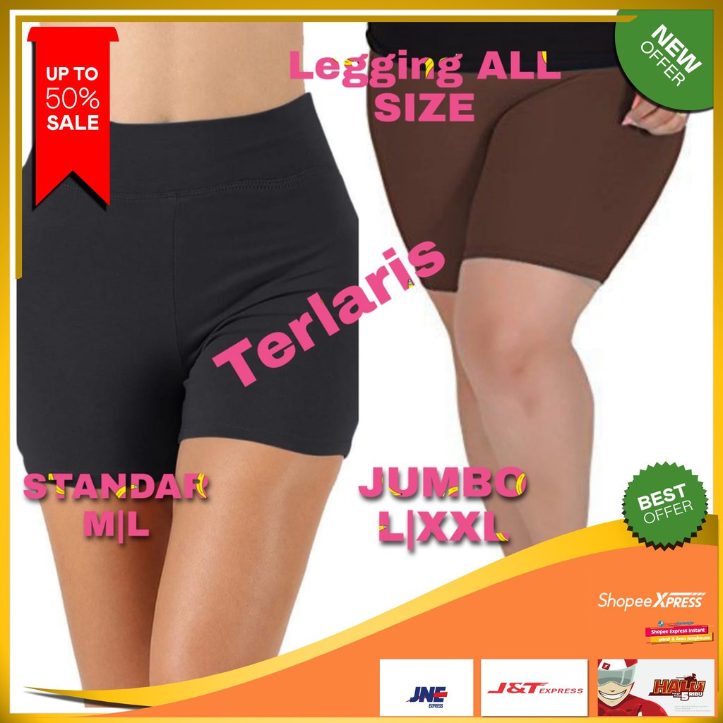 Leggings Shot Short strit Pendek All size Slim &amp; Jumbo &amp; SuperJUMBO Spandek Jersey Jumbo Size Fit