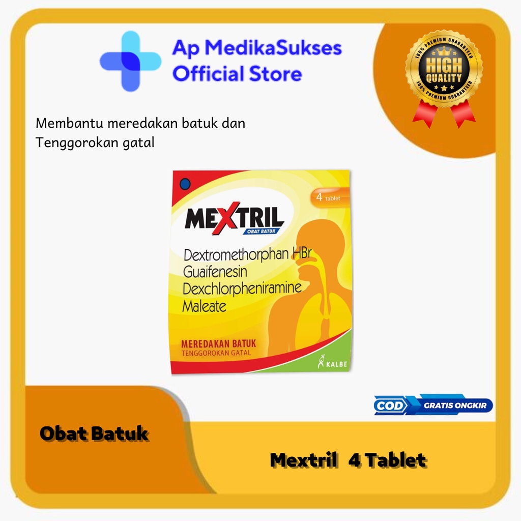 Mextril 4 Tablet Obat Batuk Berdahak dan Gatal tenggorokan