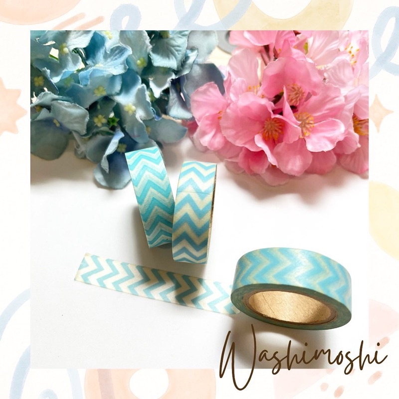 

Washimoshi Masking Washi Tape Blue Chevron Design (10 meter)