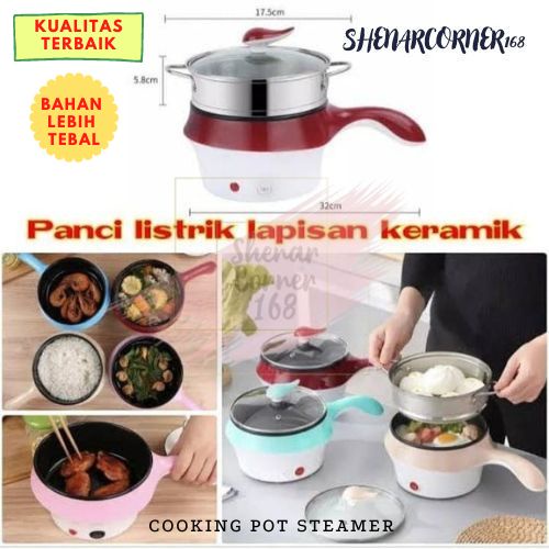 SHENAR PANCI LISTRIK WAJAN KUKUS ELEKTRIK/FRYING PAN PORTABLE/ELECTRIC COOKING POT WITH STEAMER, SHENARCORNER168