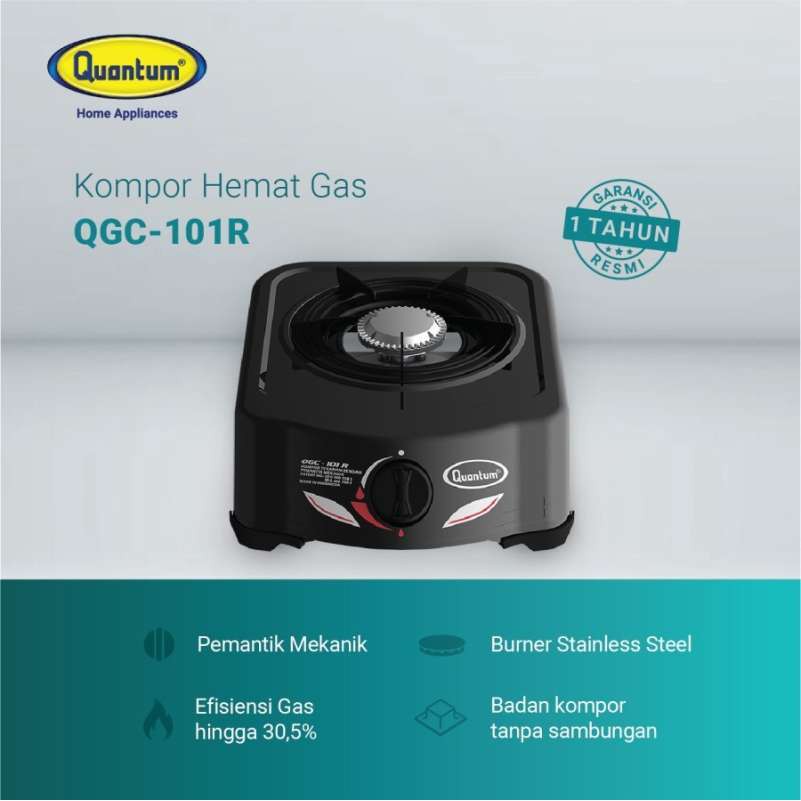 Paket Hemat Kompor Quantum 1 Tungku QRL101R + Selang Paket Quantum QRL032 (OJEK)