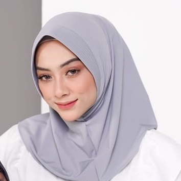 Jilbab Volly sport instan / Hijab olahraga jersey  lycra Kerudung instant jokowi-VOLLY - ABU  SILVER