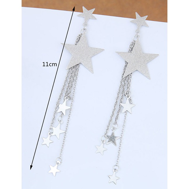 LRC Anting tusuk Fashion  Stars Shape Decorated Long