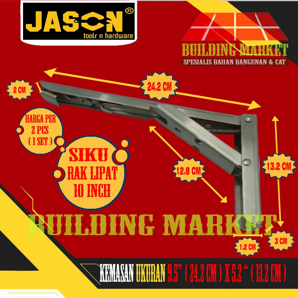 SIKU RAK LIPAT STAINLESS BRACKET ENGSEL SIKU MEJA LIPAT JASON 10 INCH