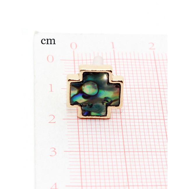 LRC Anting Tusuk Fashion Green Cross Imitation Abalone Earrings