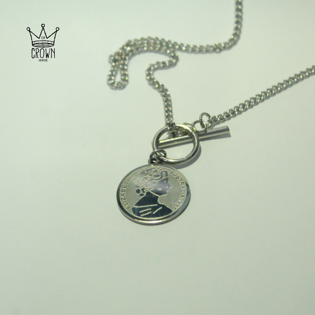 ELIZABETH II NECKLACE BY CROWN //  KALUNG ELIZABET PRIA WANITA TITANIUM STAINLESS ANTI KARAT TEBAL