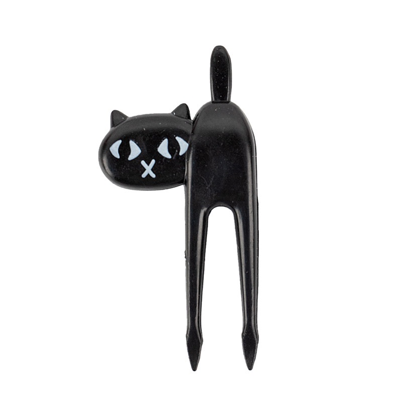 TK 6pcs/pack Cute Animal Fruit Fork Kids Snack Dessert Cartoon Forks Toothpick Lunch Decoration Black Cat Pattern