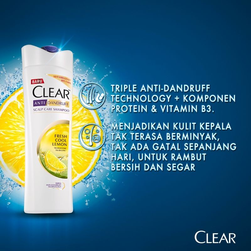 Clear Shampoo Fresh Cool Lemon 160Ml Anti Ketombe