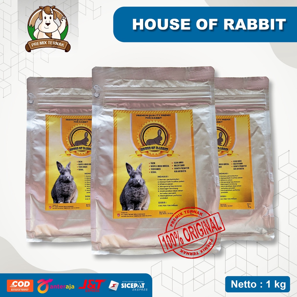 PREMIX MINERAL SUPLEMEN VITAMIN KELINCI PEMBIBITAN I PREMIUM QUALITY PREMIX FOR RABBIT I HOUSE OF RABBIT