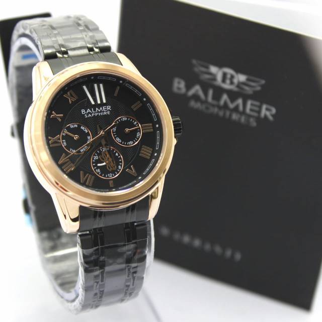 JAM TANGAN CEWEK WANITA BALMER 7976L HITAM ROSEGOLD ORIGINAL