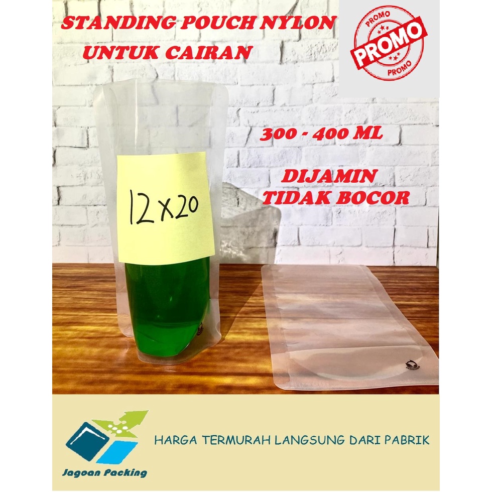 STANDING POUCH NYLON UNTUK CAIRAN/LIQUID NON ZIPLOCK 12 CM X 20 CM