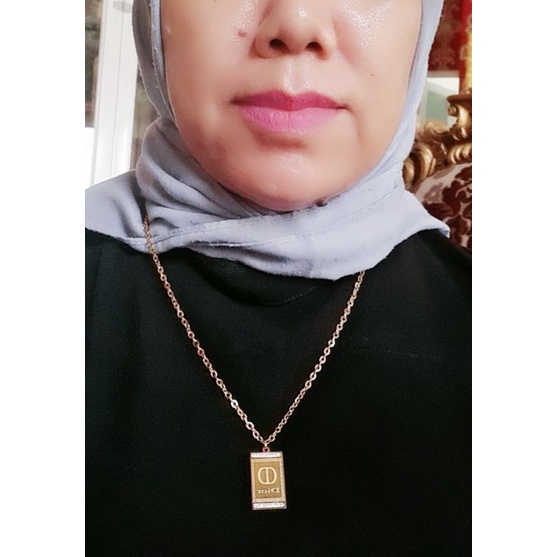 Kalung Titanium Panjang/Hijab set Liontin CD Asli Stainless Steell