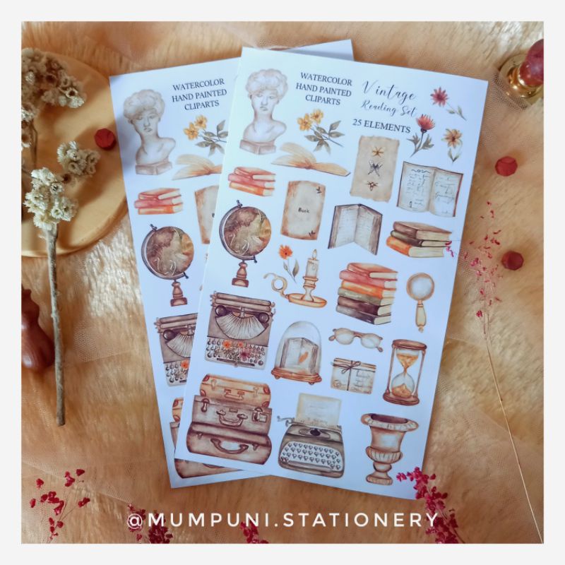 

Stiker "Vintage Reading Set" 25 Elements