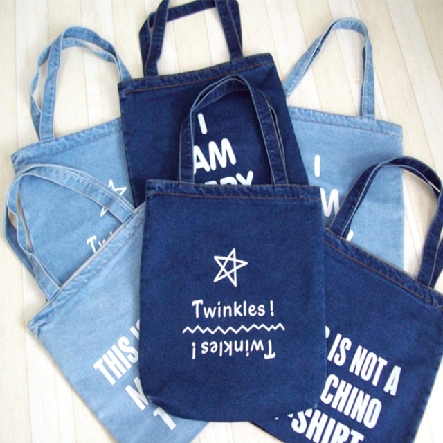 TOTE BAG JEANS TAS FASHION SELEMPANG DENIM IMPOR