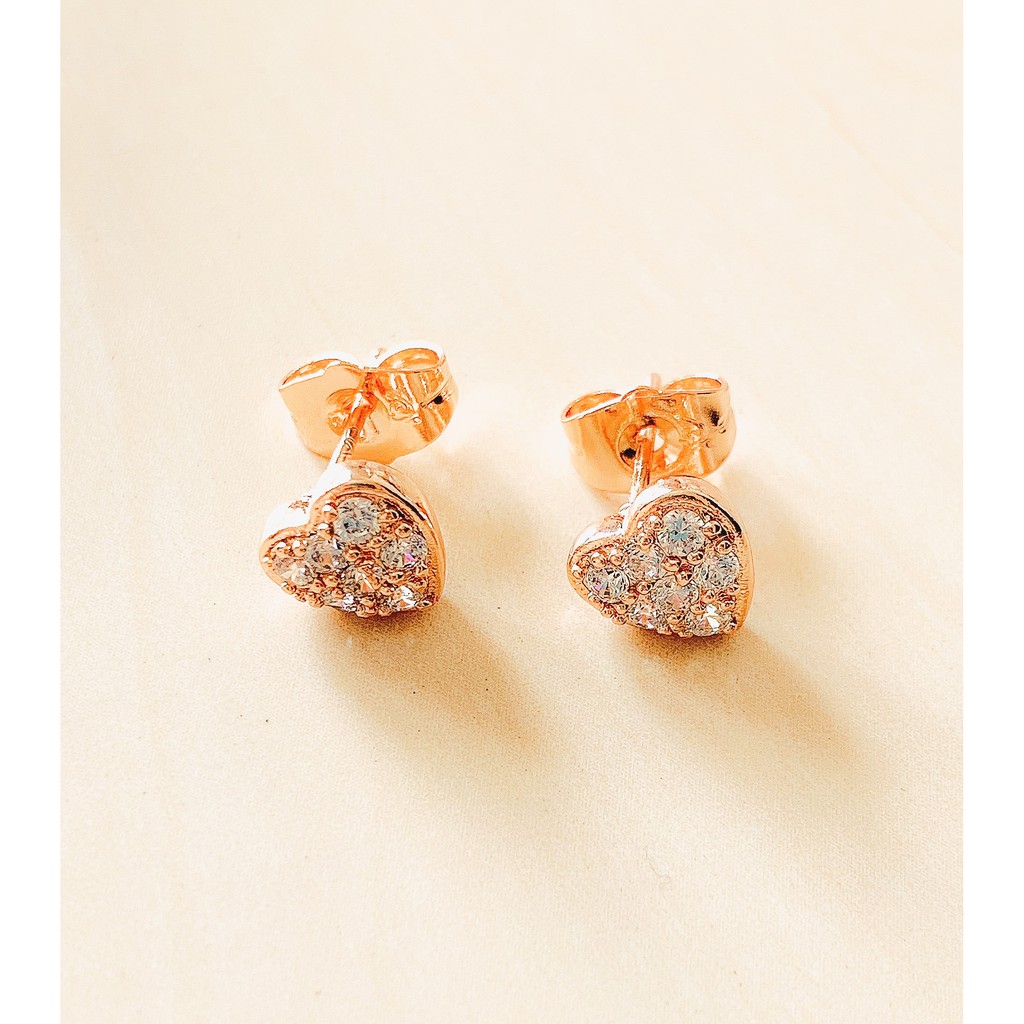 Anting Wanita Mode Love 3D Zirconia Gold-2