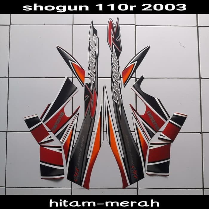 sticker body motor shogun 110r 2003 hitam-merah