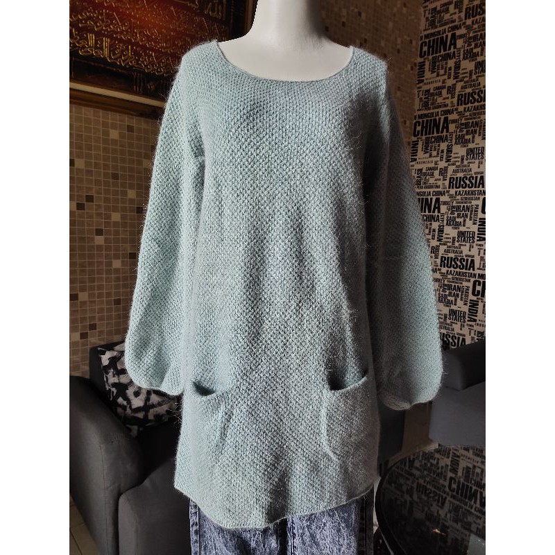 Rajut Lengan Balon Oversize Baby Blue