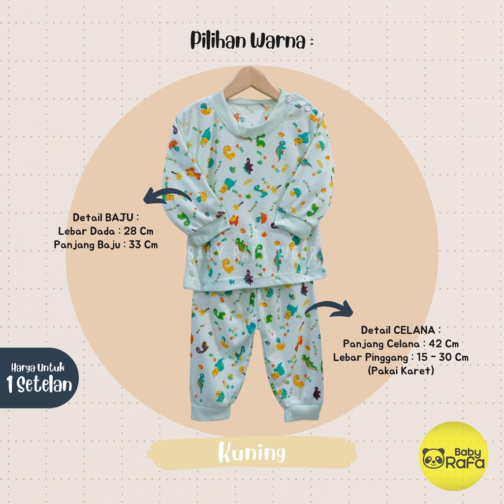 Setelan Piyama Baju Bayi Panjang 3 - 18 Bulan merk Bolo - Bolo SNI motif DINO