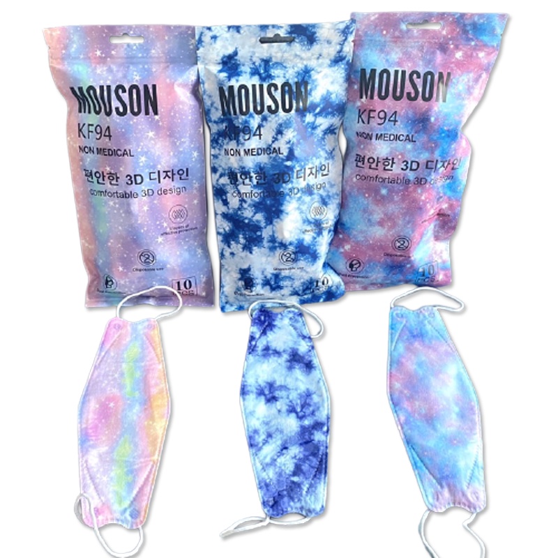 MASKER 4PLY KF94 MOUSON 1 PACK ISI 10 PCS MOTIF GALAXY GRADASI TIE DYE MASKER KF 94 3D