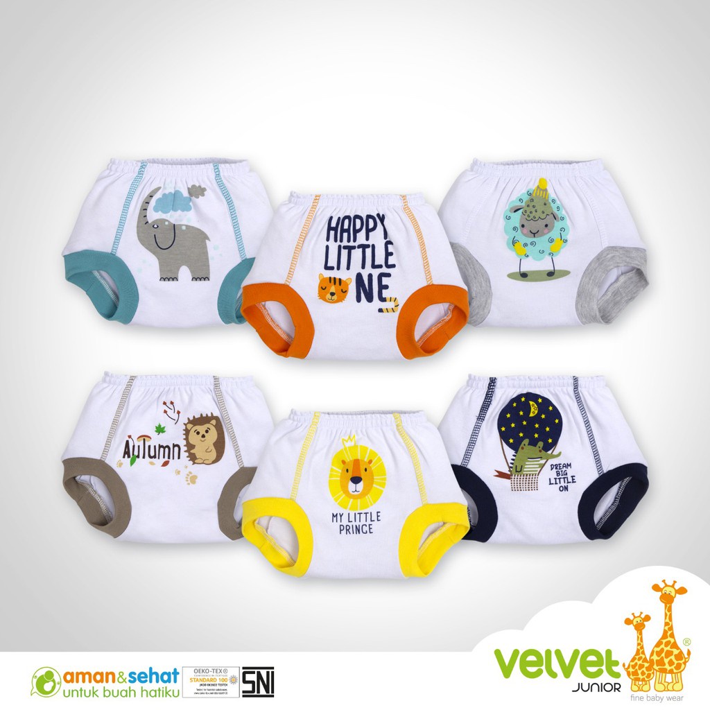 Velvet Junior Celana Pop Mono Print / Celana Bayi Kacamata NB S M L - Isi 3pcs (Tersedia varian karakter)