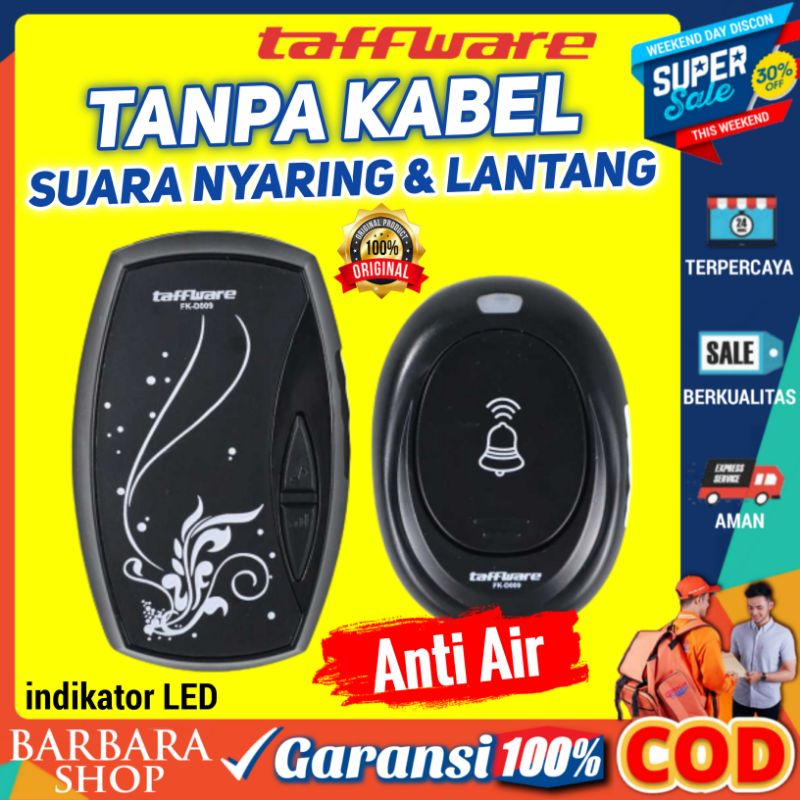 Alarm Bel Pintu Wireless Rumah Tanpa Kabel Waterproof dengan EU Taffware Bel Pagar