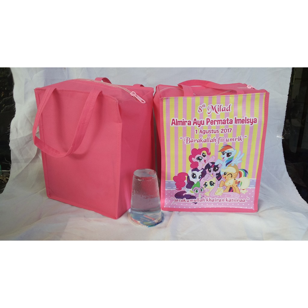 TAS SPUNBOND + RESLETING CUSTOM goodie bag ulang tahun anak goody ultah tas souvenir party supplies-1