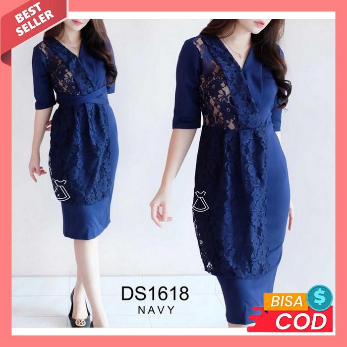 Midi Dress Crinkle Ruby Uragiri Kerah Korea Full Kancing Umpak Kelilin Ds1618 - Dress Pesta Scuba L