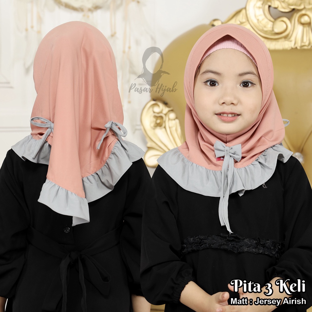 Hijab Instan Anak PITA 3 KELI Jersey Airis Original Nayla Hija'b Kerudung Anak Pita Pasar Hija'b