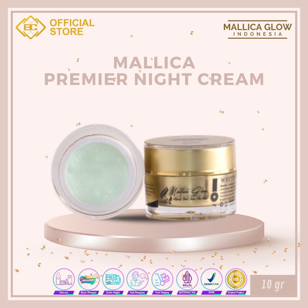 [Bakung Cosmetics] Mallica Glow Premier Night Cream/Skincare/ Perawatan Kulit Wajah Wanita (COD)