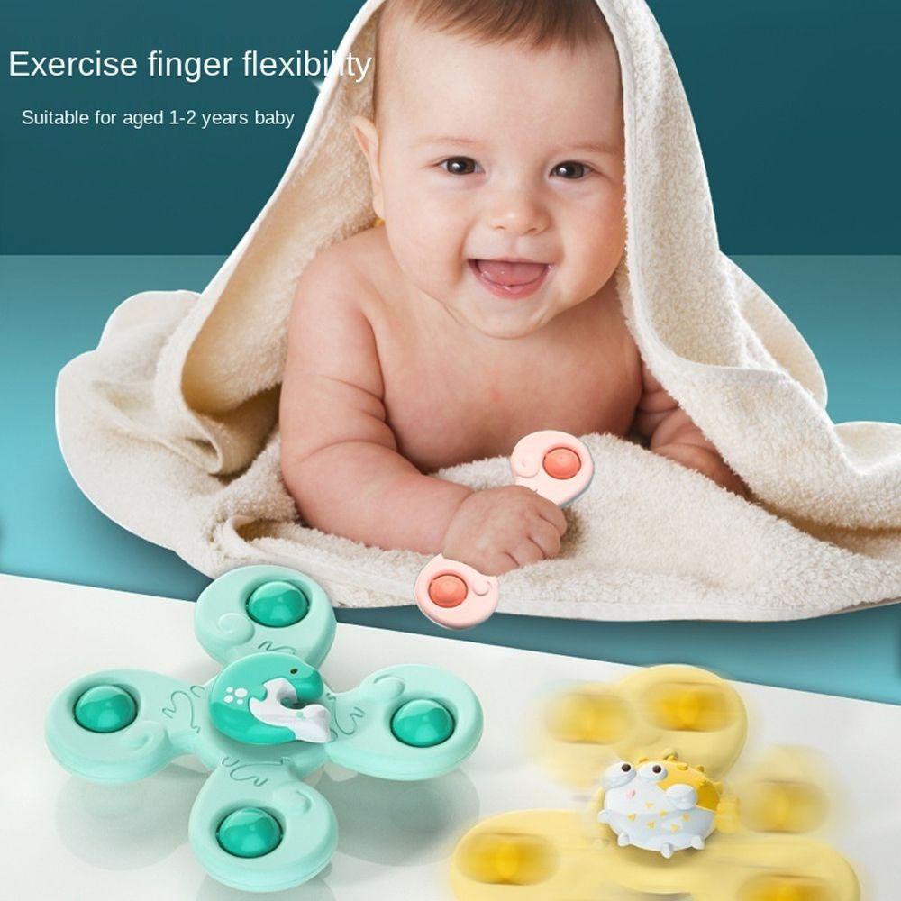 [Elegan] Mainan Bayi Spin Top Mandi Kerincingan Teether 2sampai4 Tahun Edukasi Anak-Anak Montessori Gyroscope Edukasi Anak Laki-Laki Anak Mandi Sucker Spinner