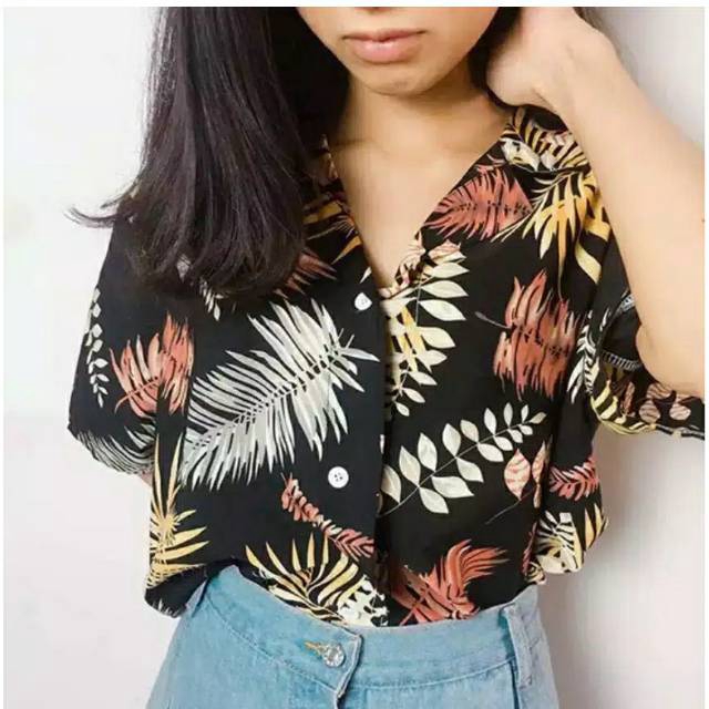 KC KEMEJA WANITA DAUN  KEMEJA DAUN PASTEL SUMMER