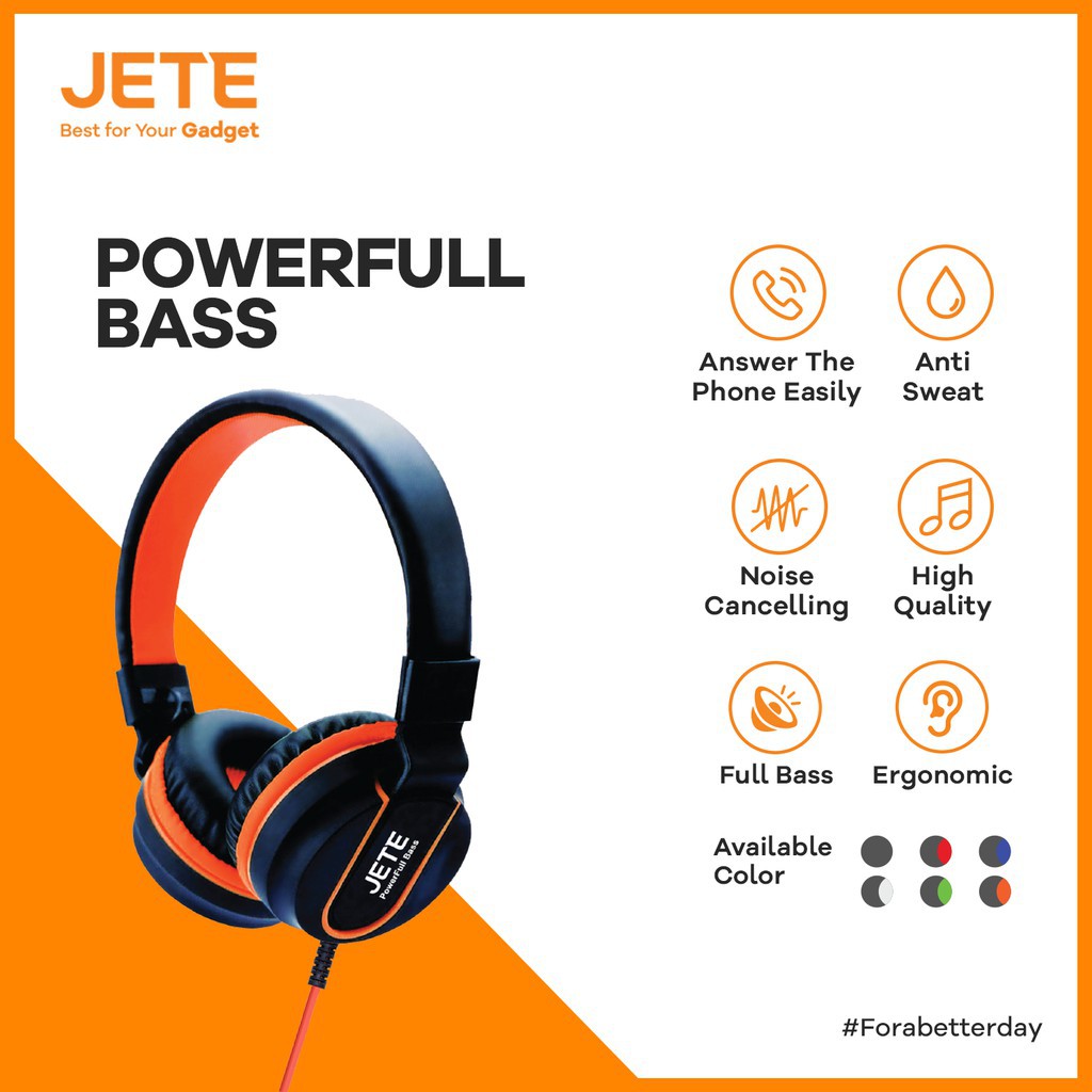 Headphone Jete Powerfull bass Headphone Bando original garansi 1 tahun