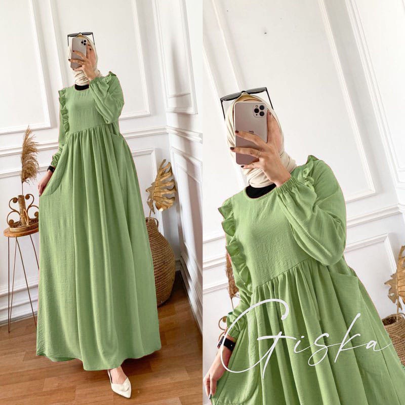 GAMIS GISKA DRESS CRINKLE MAXY //GAMIS WANITA TERBARU