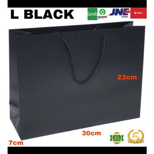

PAPERBAG HITAM POLOS UK 30X7X23 / MIN ORDER 20PCS KELIPATAN ORDER 20
