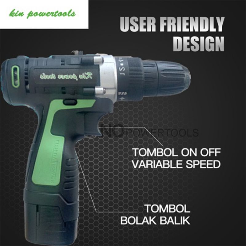 Kin Powertool bor cordless 18 volt SH-189 KIN tanpa kabel