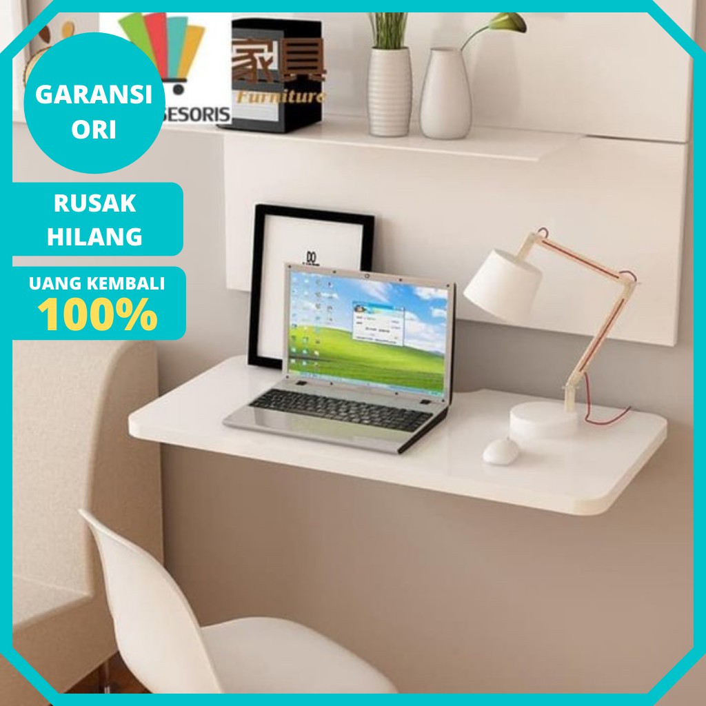MEJA LIPAT  DINDING BELAJAR LAPTOP KERJA KANTOR RIAS RAK DAPUR KAMAR TIDUR SERBAGUNA BUKU MINIMALIS