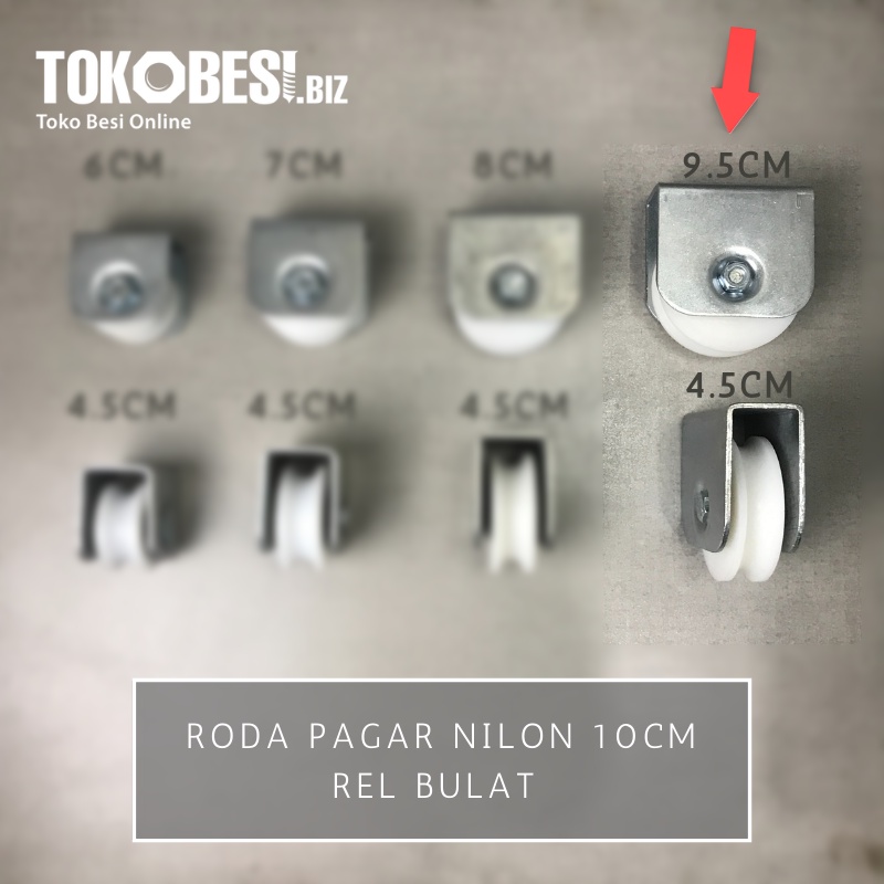 Roda pagar nilon 10cm - rel bulat (bh)