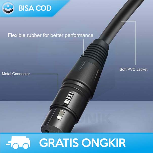 KABEL AUDIO XLR TO XLR MALE TO FEMALE MIKROFON TAFFSTUDIO 5 METER ORI